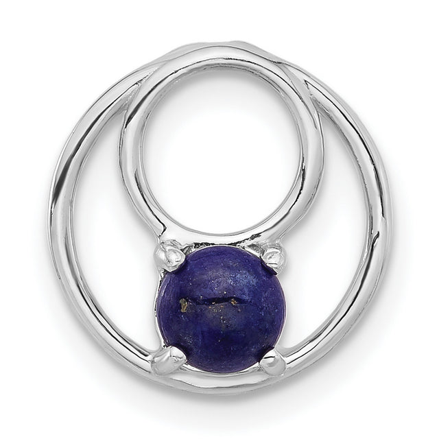 Lapis Lazuli Round Chain Slide Charm Pendant in Real 925 Sterling Silver