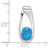 Sterling Silver Teardrop Pendant with Lab Created Blue Opal, Modern Minimalist Design