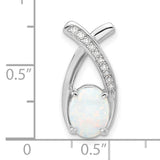 Sterling Silver Ichthys Pendant with Lab Created White Opal and Cubic Zirconia, Christian Infinity Design