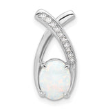 Sterling Silver Ichthys Pendant with Lab Created White Opal and Cubic Zirconia, Christian Infinity Design