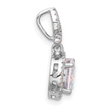 Sterling Silver Ribbon Pendant with Iridescent Cubic Zirconia and Pave Bail