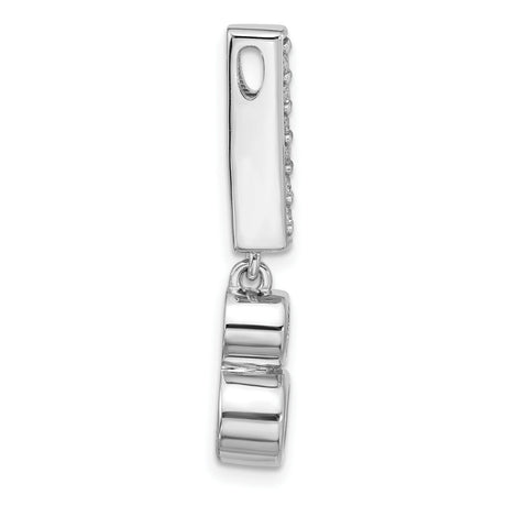 Sterling Silver Pendant with Vertical Row of Cubic Zirconia and Bezel Set Amethyst Stones
