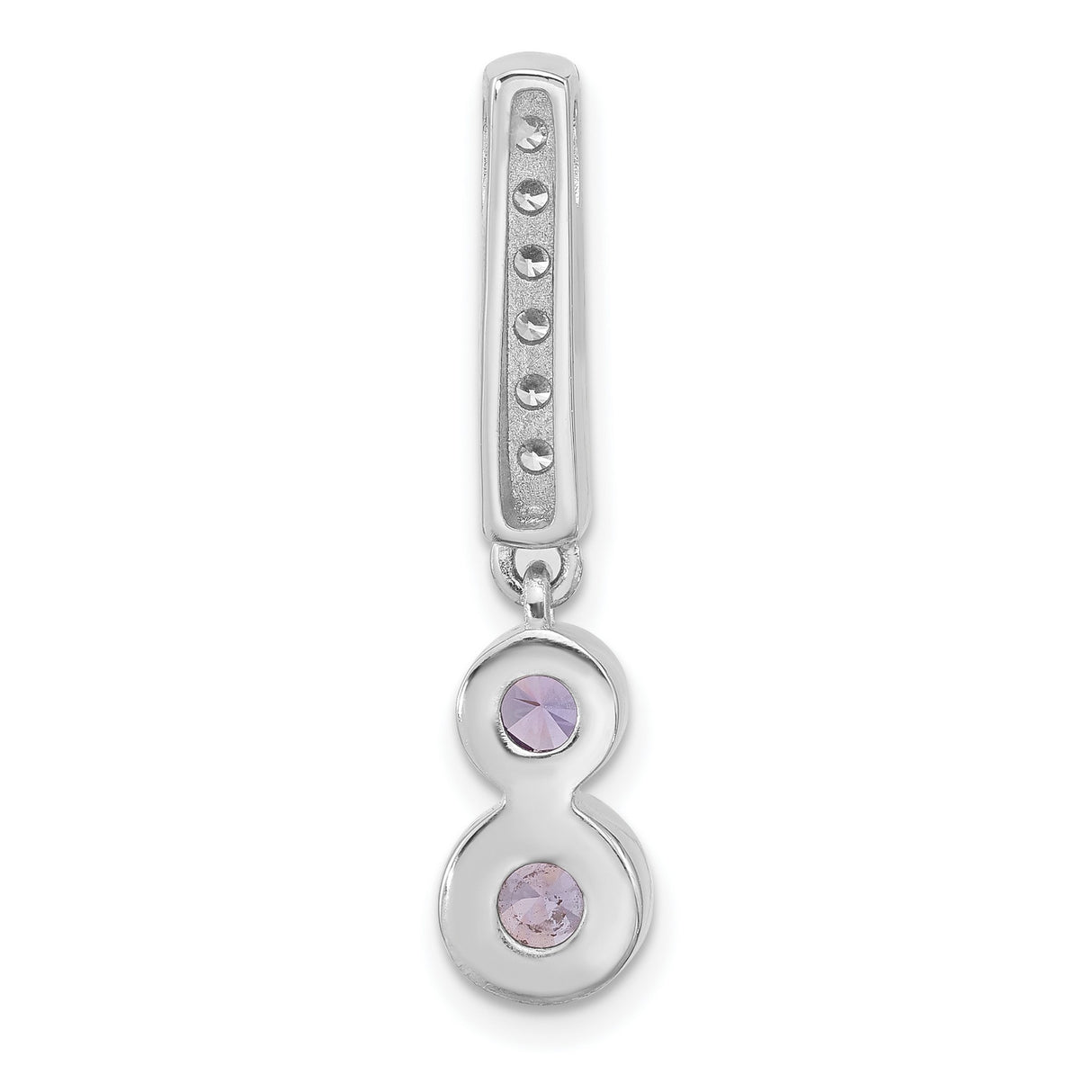 Sterling Silver Pendant with Vertical Row of Cubic Zirconia and Bezel Set Amethyst Stones