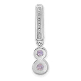 Sterling Silver Pendant with Vertical Row of Cubic Zirconia and Bezel Set Amethyst Stones