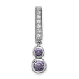 Sterling Silver Pendant with Vertical Row of Cubic Zirconia and Bezel Set Amethyst Stones