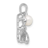 Sterling Silver Butterfly Pendant with White Cultured Pearl and Cubic Zirconia Accents
