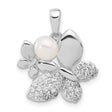 Sterling Silver Butterfly Pendant with White Cultured Pearl and Cubic Zirconia Accents