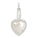 Sterling Silver Heart Pendant with Mother of Pearl and Cubic Zirconia Accent