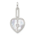Sterling Silver Heart Pendant with Mother of Pearl and Cubic Zirconia Accent