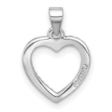 Sterling Silver Heart Pendant with Cubic Zirconia, Open Heart Design Jewelry for Women