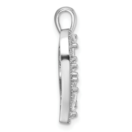 Sterling Silver Heart Pendant with Round and Baguette Cut Cubic Zirconia Stones