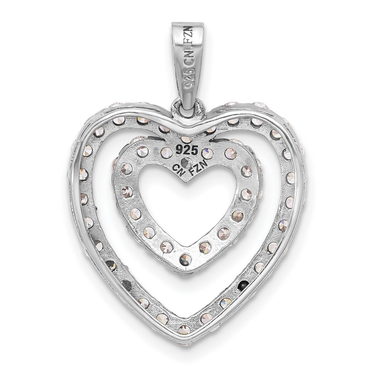 Sterling Silver Double Heart Pendant with Cubic Zirconia, Romantic Symbolic Jewelry for Women