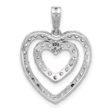 Sterling Silver Double Heart Pendant with Cubic Zirconia, Romantic Symbolic Jewelry for Women