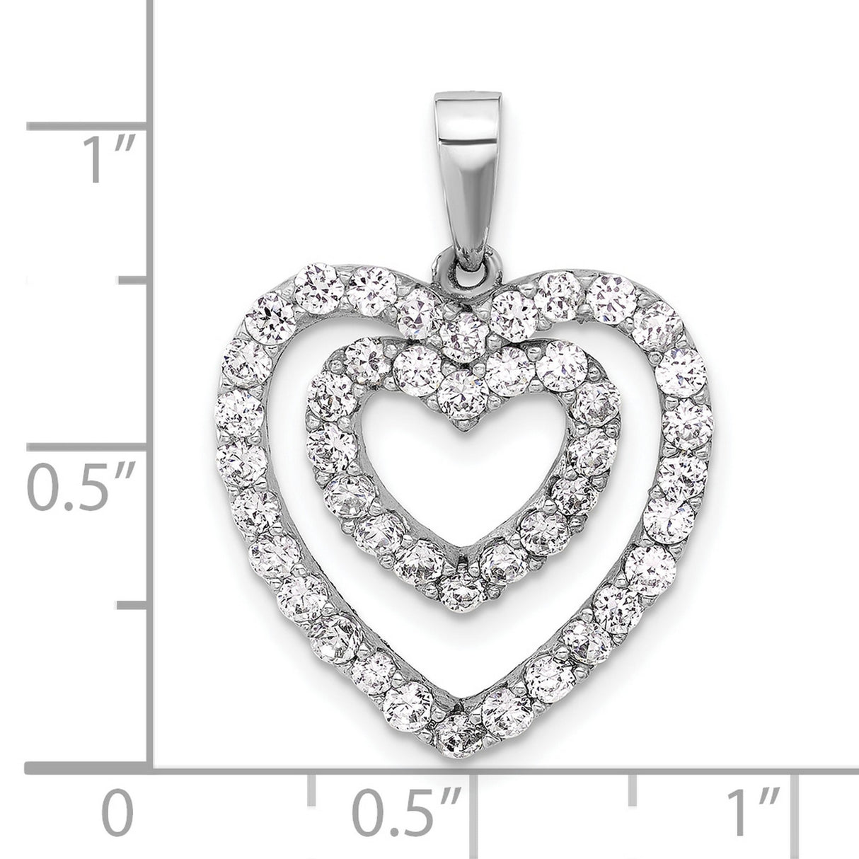 Sterling Silver Double Heart Pendant with Cubic Zirconia, Romantic Symbolic Jewelry for Women