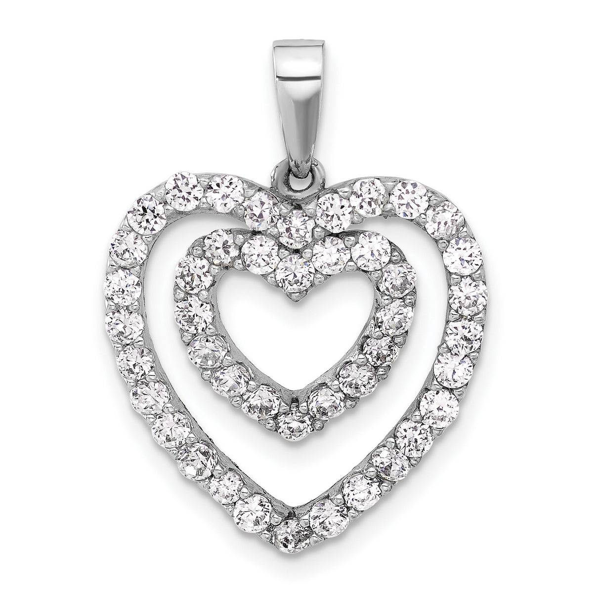 Sterling Silver Double Heart Pendant with Cubic Zirconia, Romantic Symbolic Jewelry for Women