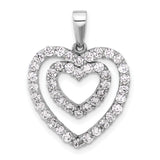 Sterling Silver Double Heart Pendant with Cubic Zirconia, Romantic Symbolic Jewelry for Women