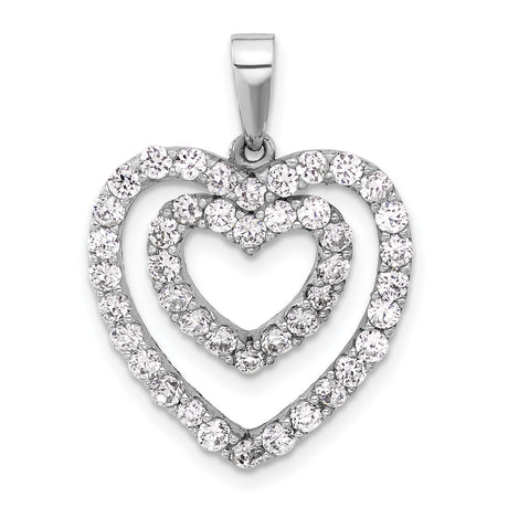 Sterling Silver Double Heart Pendant with Cubic Zirconia, Romantic Symbolic Jewelry for Women