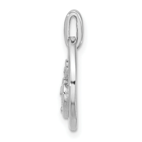 Polished CZ Hearts in Circle Charm Pendant in Real 925 Sterling Silver