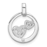 Polished CZ Hearts in Circle Charm Pendant in Real 925 Sterling Silver
