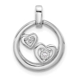 Polished CZ Hearts in Circle Charm Pendant in Real 925 Sterling Silver