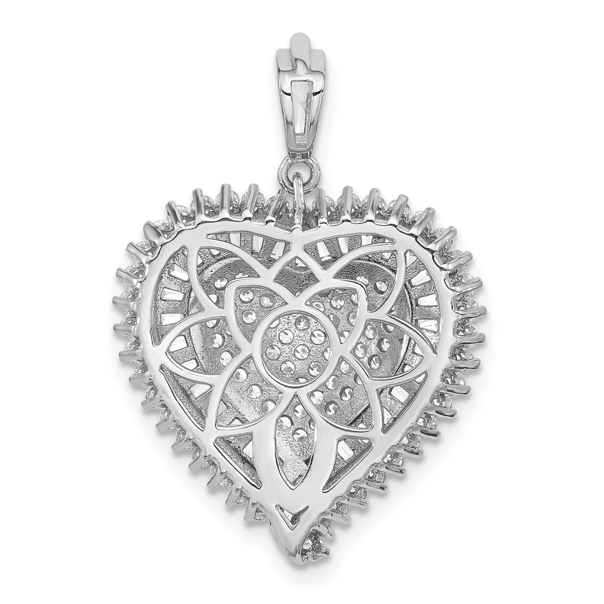 Sterling Silver Heart Pendant with Cubic Zirconia, Romantic Symbolic Jewelry for Women