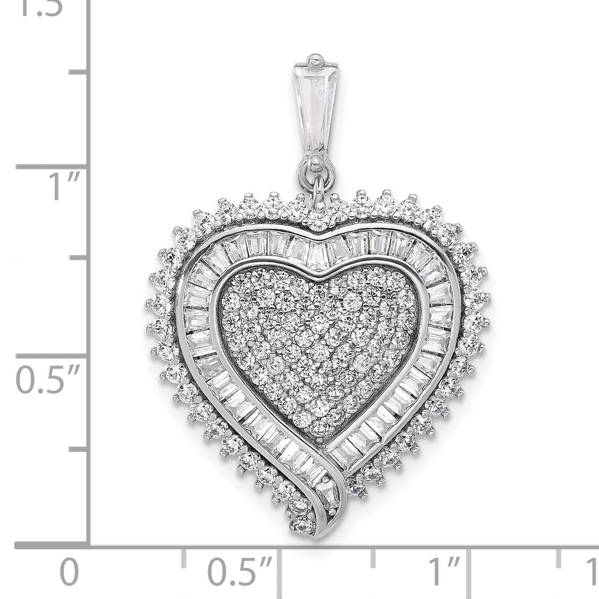 Sterling Silver Heart Pendant with Cubic Zirconia, Romantic Symbolic Jewelry for Women