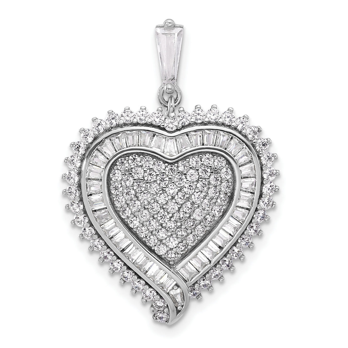 Sterling Silver Heart Pendant with Cubic Zirconia, Romantic Symbolic Jewelry for Women