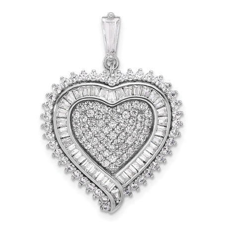 Sterling Silver Heart Pendant with Cubic Zirconia, Romantic Symbolic Jewelry for Women