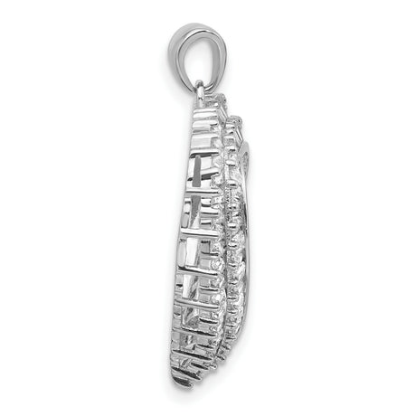 Sterling Silver Heart Pendant with Layered Cubic Zirconia, Double Heart Pavé Design for Women
