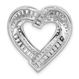 Sterling Silver Heart Pendant with Cubic Zirconia, Open Heart Design, Channel Set Stones