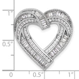 Sterling Silver Heart Pendant with Cubic Zirconia, Open Heart Design, Channel Set Stones