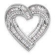 Sterling Silver Heart Pendant with Cubic Zirconia, Open Heart Design, Channel Set Stones