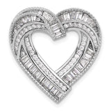 Sterling Silver Heart Pendant with Cubic Zirconia, Open Heart Design, Channel Set Stones