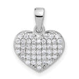 Sterling Silver Heart Pendant with Cubic Zirconia Pavé Setting, Romantic Jewelry for Women