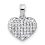 Sterling Silver Heart Pendant with Cubic Zirconia Pavé Setting, Romantic Jewelry for Women