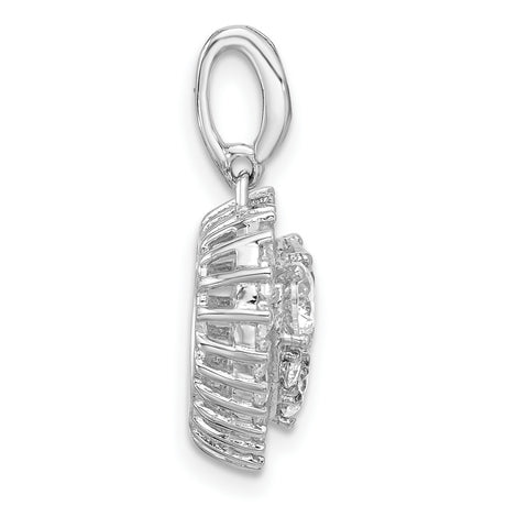 Sterling Silver Heart Pendant with Cubic Zirconia, Romantic Cluster Design for Women