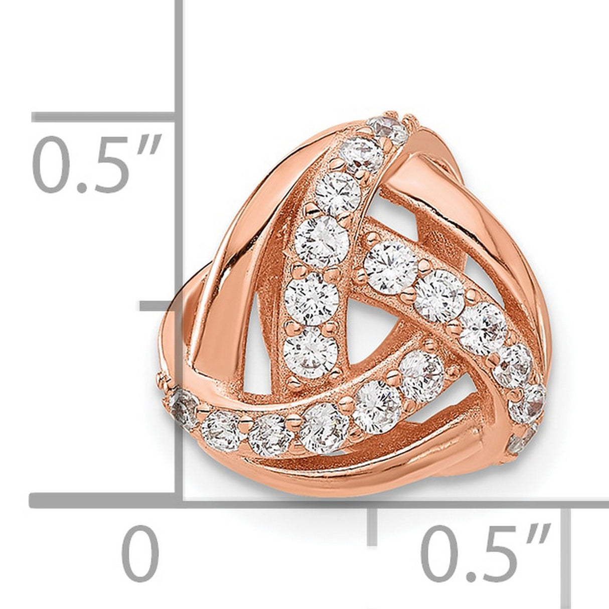 Sterling Silver Celtic Trinity Knot Ring with Clear Cubic Zirconia, Interwoven Design for Women