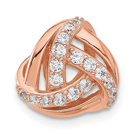 Sterling Silver Celtic Trinity Knot Ring with Clear Cubic Zirconia, Interwoven Design for Women