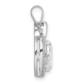 Sterling Silver Apple Pendant with Oval Cut Cubic Zirconia, Teacher Appreciation Jewelry