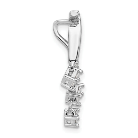 Sterling Silver Dangle Pendant with Three Square Cubic Zirconia, Curved Pavé Setting