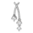 Sterling Silver Dangle Pendant with Three Square Cubic Zirconia, Curved Pavé Setting