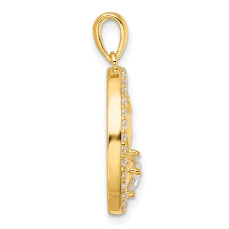 Gold Plated CZ Stars Circle Charm Pendant in Real 925 Sterling SIlver