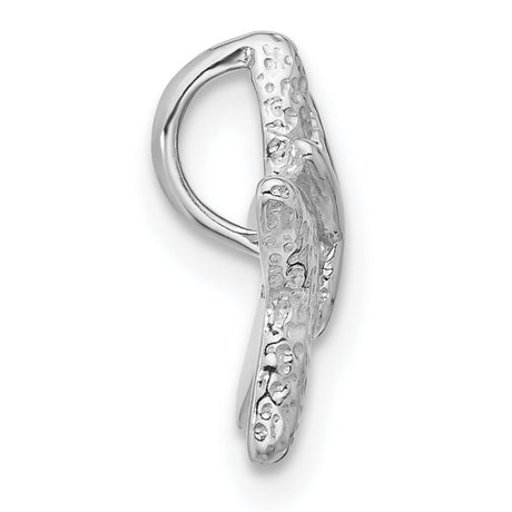 Textured Starfish Chain Slide Charm Pendant in Real 925 Sterling Silver
