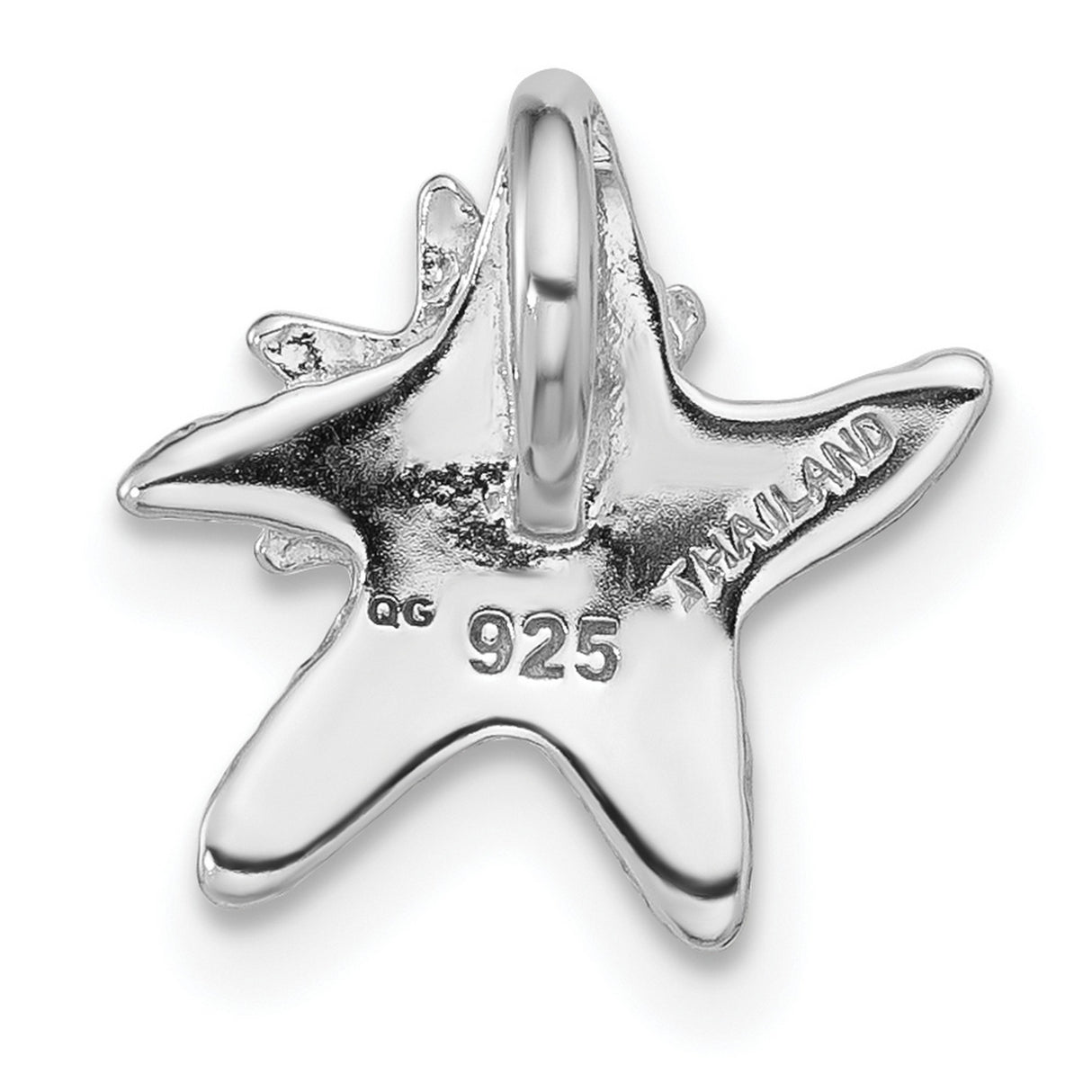 Textured Starfish Chain Slide Charm Pendant in Real 925 Sterling Silver