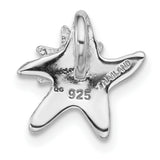 Textured Starfish Chain Slide Charm Pendant in Real 925 Sterling Silver