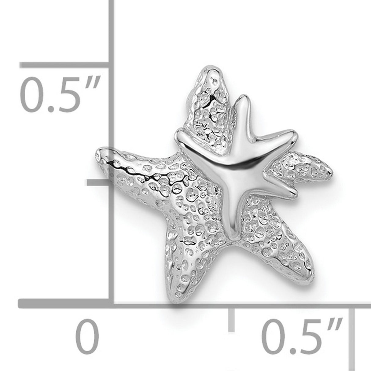 Textured Starfish Chain Slide Charm Pendant in Real 925 Sterling Silver
