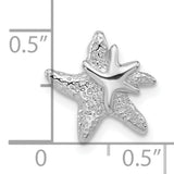 Textured Starfish Chain Slide Charm Pendant in Real 925 Sterling Silver