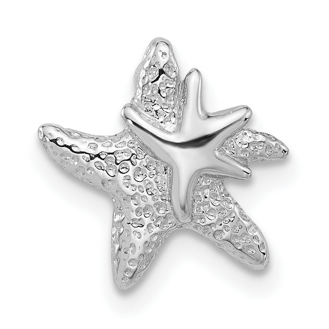 Textured Starfish Chain Slide Charm Pendant in Real 925 Sterling Silver