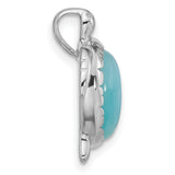 Sterling Silver Sea Turtle Pendant with Turquoise, Nautical Nature-Inspired Jewelry