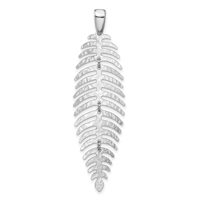 Sterling Silver Leaf Pendant with Hammered Texture and Articulated Botanical Design
